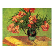 Van Gogh ; Vase toujours à la vie avec des oléandr Cartons D'invitation