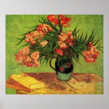 Van Gogh ; Vase toujours à la vie avec des oléandr Posters