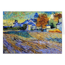 Van Gogh - vue de l'église Carte De Vœux