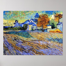 Van Gogh - vue de l'église Posters