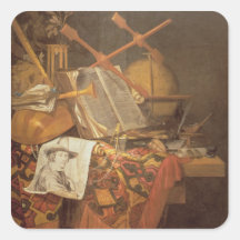 Vanitas (huile sur la toile) autocollant carré