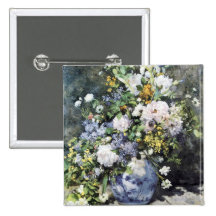 Vase à Pierre-Auguste Renoir de fleurs Pin's Avec Agrafe