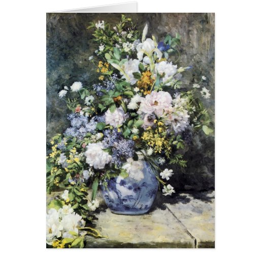 Vase à Pierre-Auguste Renoir de fleurs Carte