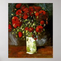 Vase à Van Gogh avec des beaux-arts rouges des pav Posters