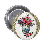 Vase de roses avec un cadre de ruban badges