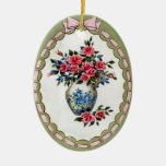 Vase de roses avec un cadre de ruban décorations de noël