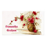Vase vintage avec l'aquarelle de roses rouges modèle de carte de visite