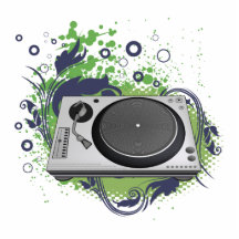 vecteur de disc-jockey de plaque tournante photo en découpe