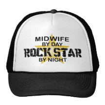 Vedette du rock de sage-femme par nuit casquettes