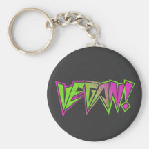 Végétalien rose et vert porte-clefs