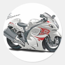 Vélo Blanc-Rouge de Hayabusa Autocollant Rond