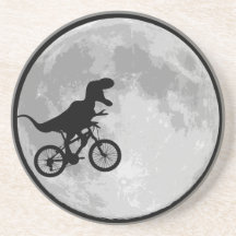 Vélo et lune de dinosaure dessous de verres