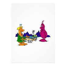 Vendeur de vagabond de voiture d'occasion d'alien cartons d'invitation
