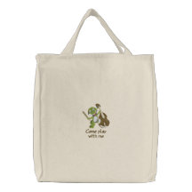 Venez le jeu avec moi grenouille avec le sac brodé