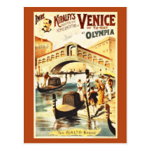 Venise vintage d'aujourd'hui, pont de Rialto Carte Postale