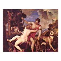 Vénus et Adonis, par Tizian (la meilleure qualité) Cartons D'invitation