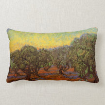 Verger olive de Van Gogh : Ciel orange, beaux-arts Coussin