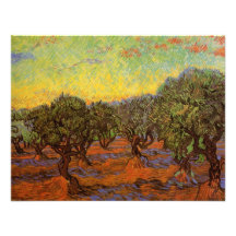 Verger olive de Van Gogh : Ciel orange, beaux-arts Carton D'invitation