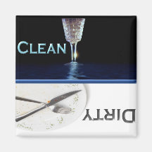 Verre et lave-vaisselle propre et sale de plat magnets pour réfrigérateur