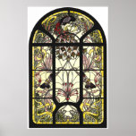 Verre souillé avec le paon et l'affiche de papillo