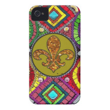 Verre souillé Fleur De Lis Abstract Coque Case-Mate iPhone 4