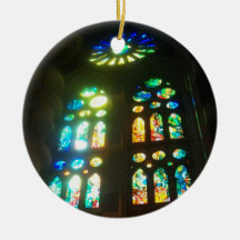 Verre souillé orange et de bleu décorations de noël