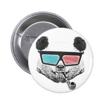 Verres à trois dimensions de panda vintage badge