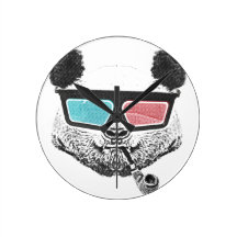 Verres à trois dimensions de panda vintage pendule murale