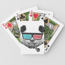 Verres à trois dimensions de panda vintage cartes de poker