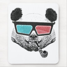 Verres à trois dimensions de panda vintage tapis de souris