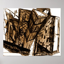 vers le bas blanc de perspective poster