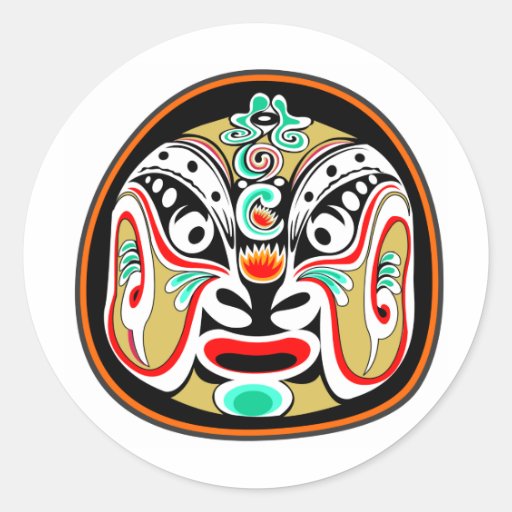 Version 2 de masque d'opéra de Pékin de Chinois Autocollants