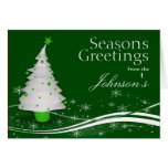 Vert avec la salutation blanche de Noël d'arbre Cartes