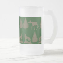 Vert bronzage rustique d'orignaux de pins sauvages mug à café