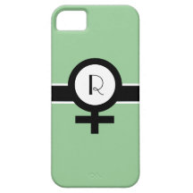 Vert clair/noir/blanc+Signe femelle+Votre monogram Coque Case-Mate iPhone 5