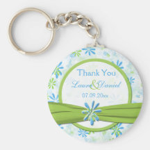 Vert de chaux et faveur florale bleue Keychain de  Porte-clé