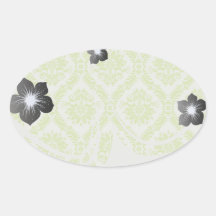 vert de chaux et motif élégant crème de damassé autocollants