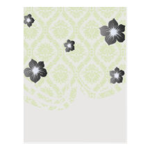 vert de chaux et motif élégant crème de damassé carte postale