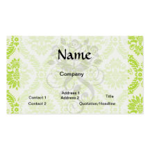 vert de chaux et motif élégant crème de damassé carte de visite