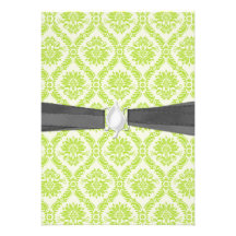 vert de chaux et motif élégant crème de damassé invitation personnalisable