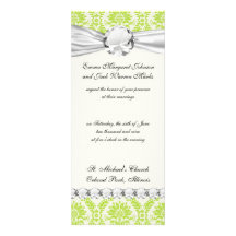 vert de chaux et motif élégant crème de damassé invitation