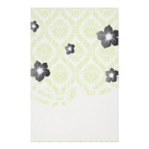 vert de chaux et motif élégant crème de damassé papier à lettre personnalisé