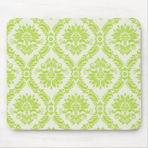vert de chaux et motif élégant crème de damassé tapis de souris