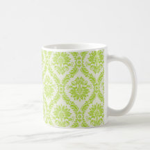 vert de chaux et motif élégant crème de damassé tasse à café