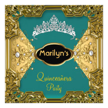 Vert de fête d'anniversaire de Quinceañera 15ème Faire-parts