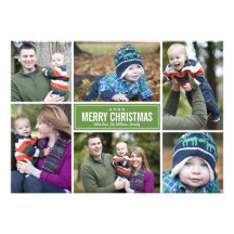 Vert de la carte de voeux de Noël de collage de ph Bristols Personnalisés