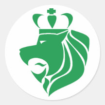 Vert de lion couronné par reggae de Rasta Autocollants Ronds
