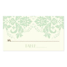 Vert de menthe de motif de damassé, carte ene ivoi carte de visite