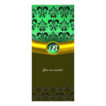 Vert de MONOGRAMME de GEMME de DAMASSÉ Bristols Personnalisés