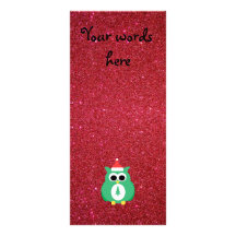 Vert de père Noël de hibou avec le scintillement r Double Carte En Couleur